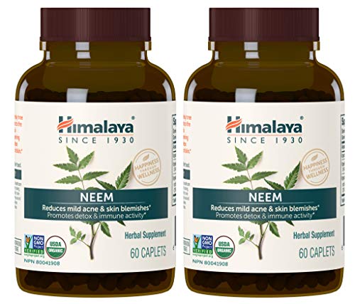 Product Cover Himalaya Organic Neem (2 Pack) for Mild Acne & Healthy Skin 60 Caplets 600mg