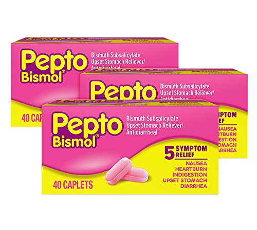 Product Cover Pepto Bismol Caplets for Nausea, Heartburn, Indigestion, Upset Stomach, and Diarrhea 40 ct (Pack of 3)