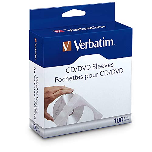 Product Cover Verbatim CD/DVD Paper Sleeves-with Clear Window 100pk