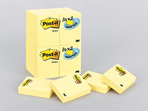 Product Cover Post-it Notes, America's #1 Favorite Sticky Note, Value Pack, 1-1/2 x 2-Inches, Canary Yellow, 24-Pads/Pack