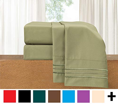 Product Cover Elegant Comfort Luxury Wrinkle,Fade and Stain Resistant 1500 Thread Count Egyptian Quality 4-Piece Bed Sheet Set, Deep Pocket, 100% Hypoallergenic, Queen Size, Sage