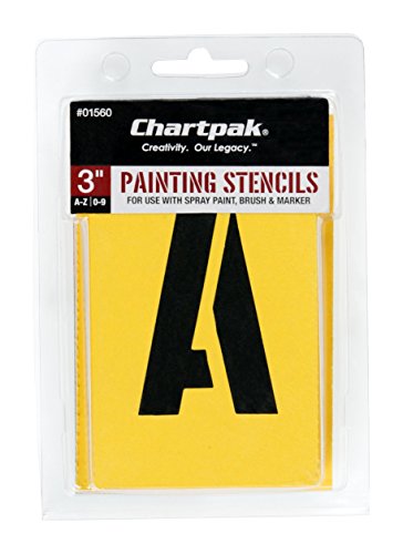 Product Cover Chartpak Letter and Number Painting Stencils, A-Z and 0-9, 3 Inches H, 35 per Pack (01560)
