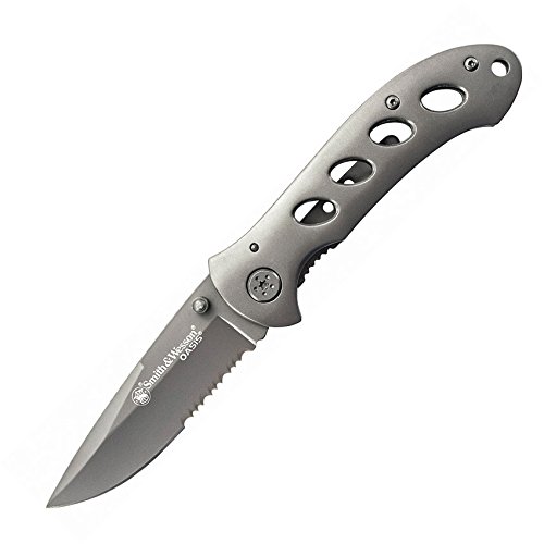 Product Cover Smith & Wesson SW423BS Oasis Serrated Drop Point Blade Knife, Titanium Coated Handle and Blade