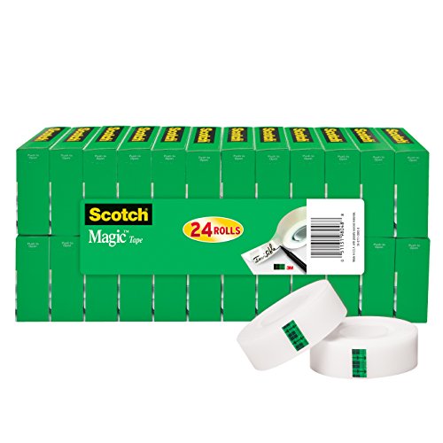 Product Cover Scotch Brand Magic Tape, Numerous Applications, Cuts Cleanly, Engineered for Office and Home Use, 3/4 x 1000 Inches, Boxed, 24 Rolls (810K24)