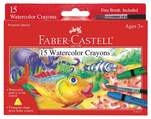 Product Cover Faber-Castell Watercolor Crayons with Brush, 15 Colors - Premium Quality Art Supplies for Kids