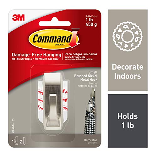 Product Cover Command Small Metal Hook, Decorate Damage-Free, Holds 1 lb (MR01-BN-ES)