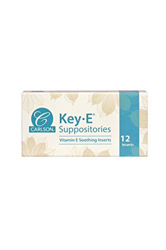 Product Cover Carlson - Key-E Suppositories, 30 IU Vitamin E Suppository, Lubricates Dry Areas, Treatment for Women and Men, Vaginal & Rectal, 12 Count