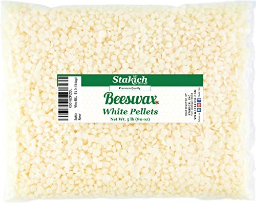 Product Cover Stakich White Beeswax Pellets - Natural, Cosmetic Grade - 5 Pound (in 1 Pound Bags)