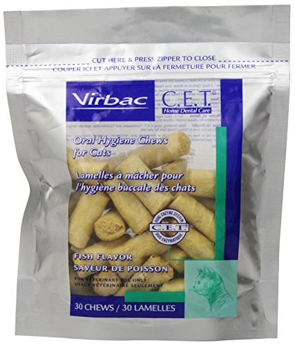Product Cover Virbac C.E.T. Enzymatic Oral Hygiene Chews for Cats, Fish Flavor, 30 Count