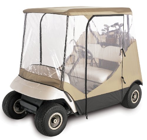 Product Cover Classic Accessories Fairway Travel 4-Sided 2-Person Golf Cart Enclosure, Tan