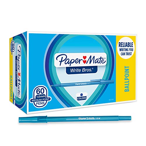 Product Cover Paper Mate Write Bros Stick Ballpoint Pens, Medium Point, Blue Ink, 60-Count