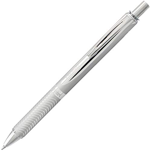 Product Cover EnerGel Alloy Retractable Premium Liquid Gel Pen, (0.7mm) Metal Tip, Medium Line,Silver Barrel, Black Ink