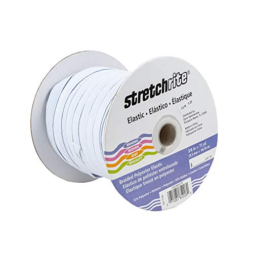 Product Cover Stretchrite Polyester Braided Elastic, 3/8-Inch by 75-Yards, White