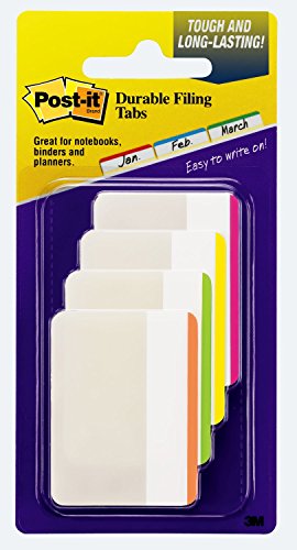 Product Cover Post-it Tabs, 2 in., Lined, Assorted Bright Colors, Durable, Writable, Repositionable, Sticks Securely, Removes Cleanly, 6 Tabs/Color, 4 Colors, 24 Tabs/Pack, (686F-1BB)
