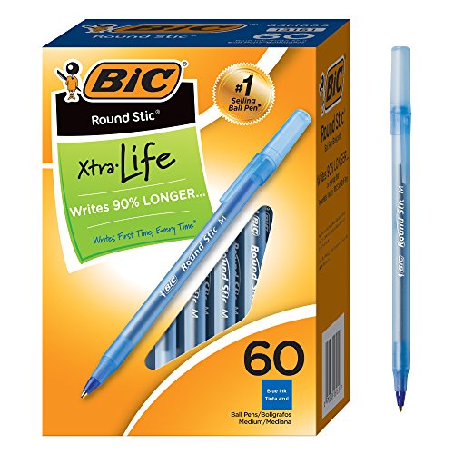 Product Cover BIC Round Stic Ball Pens Stick, Blue, Medium Point, Box of 60