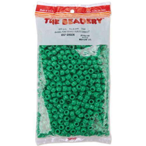 Product Cover The Beadery 750V057 6 by 9mm Barrel Pony Bead, Green, 900 Piece
