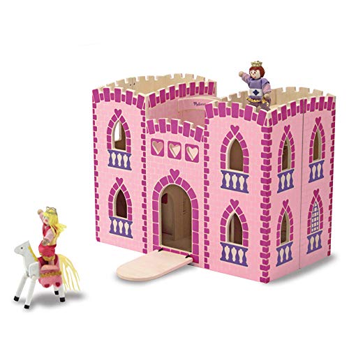 Product Cover Melissa & Doug Fold & Go Wooden Princess Castle (Pretend Play Pink Dollhouse, 2 Royal Play Figures, 2 Horses, Furniture, Great Gift for Girls and Boys - Best for 3, 4, 5, 6, and 7 Year Olds)