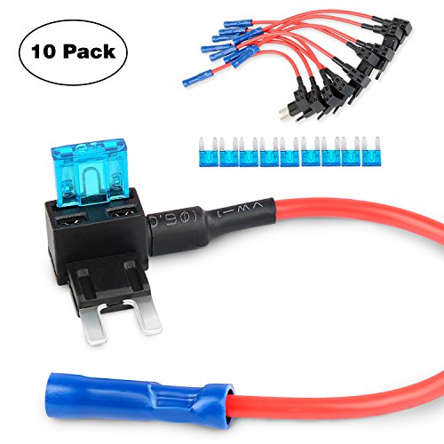 Product Cover Nilight 12V Car Add-A-Circuit Fuse Tap Adapter Mini Atm Apm Blade Fuse Holder-10 Pack, 2 Years Warranty