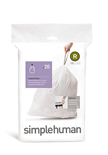 Product Cover simplehuman Code R Custom Fit Drawstring Trash Bags, 10 L / 2.6 Gallon, 1 Refill Pack (20 Count)