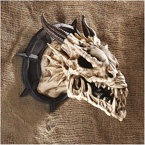 Product Cover Design Toscano Horned Dragon Skull Trophy Gothic Decor Wall Sculpture, 10 Inch, Single