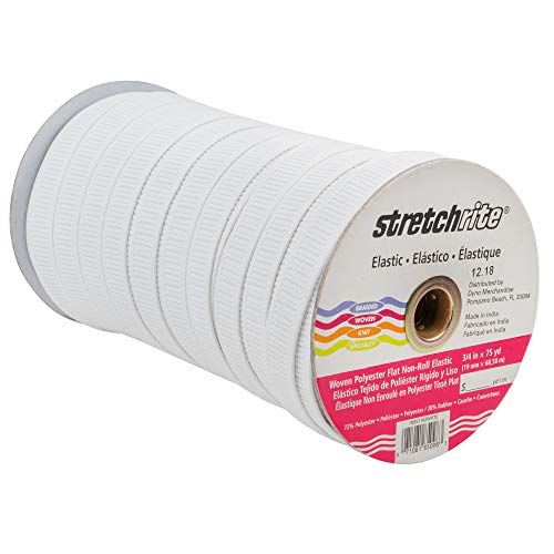 Product Cover Stretchrite Woven Polyester Elastic Spool, 3/4-Inch by 75-Yard, White