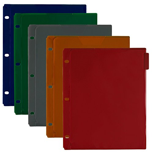 Product Cover Five Star Binder Dividers, Flex, NoteProtector, 5 Tabs, Red, Cobalt Blue, Bright Orange, Grey, Green, 5 Pack (34006)