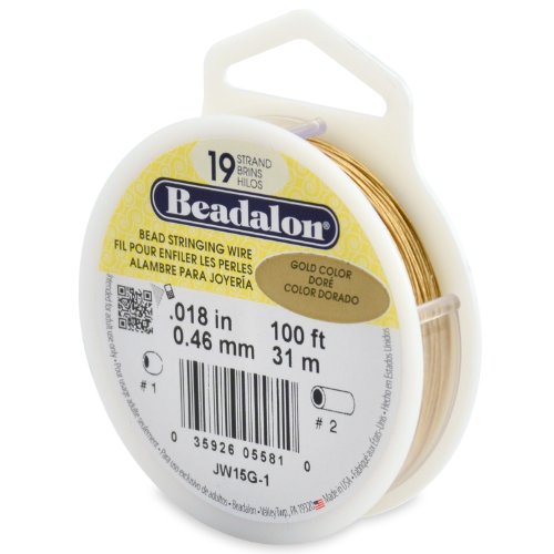 Product Cover Beadalon 19-Strand Bead Stringing Wire, 0.018-Inch, Gold Color, 100-Feet