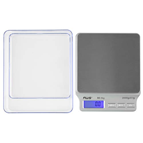 Product Cover American Weigh Scales SC Series Precision Digital Food Kitchen Weight Scale, Silver, 2000 x 0.1G (AMW-SC-2KG)