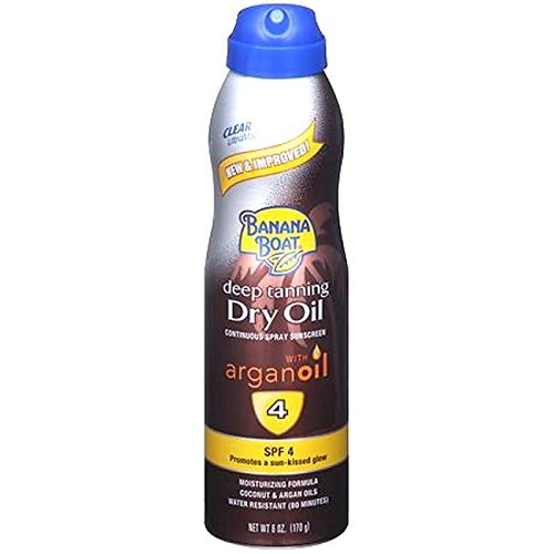 Product Cover Banana Boat UltraMist Deep Tanning Dry Oil Continuous Clear Spray SPF 4 Sunscreen, 6 oz