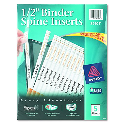 Product Cover Avery 89101 Binder Spine Inserts, 1/2
