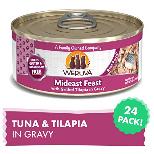 Product Cover Weruva Classic Cat Food, Mideast Feast With Grilled Tilapia & Whole Meat Tuna In Gravy, 5.5Oz Can (Pack Of 24)