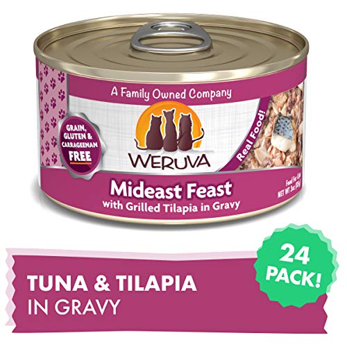 Product Cover Weruva Classic Cat Food, Mideast Feast With Grilled Tilapia & Whole Meat Tuna In Gravy, 3Oz Can (Pack Of 24)