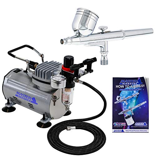 Product Cover Master Airbrush Multi-purpose Gravity Feed Dual-action Airbrush Kit with 6 Foot Hose and a Powerful 1/5hp Single Piston Quiet Air Compressor