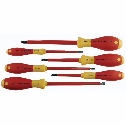Product Cover Wiha 32092 Slotted And Phillips Insulated Screwdriver Set, 1000 Volt, 6 Piece