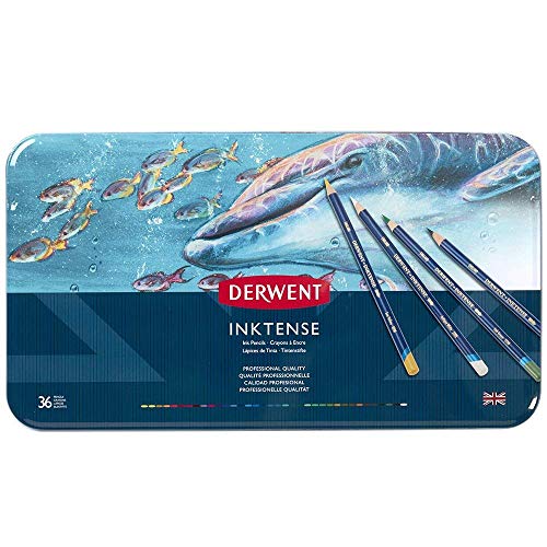 Product Cover Derwent Colored Pencils, Inktense Ink Pencils, Drawing, Art, Metal Tin, 36 Count (2301842)