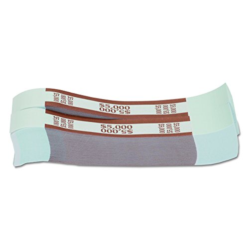 Product Cover MMF Industries Currency Straps for Fifties, 5000 Dollar Capacity, 1.25 Inch Width, 1000 Straps per Box, Brown (216070I09)