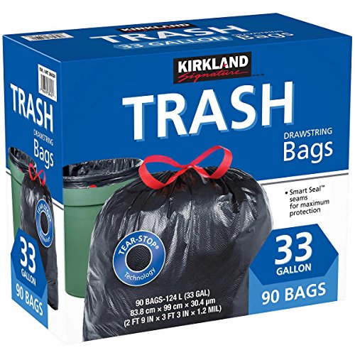 Product Cover Kirkland Signature Drawstring Trash Bags - 33 Gallon - Xl Size - (90 count)