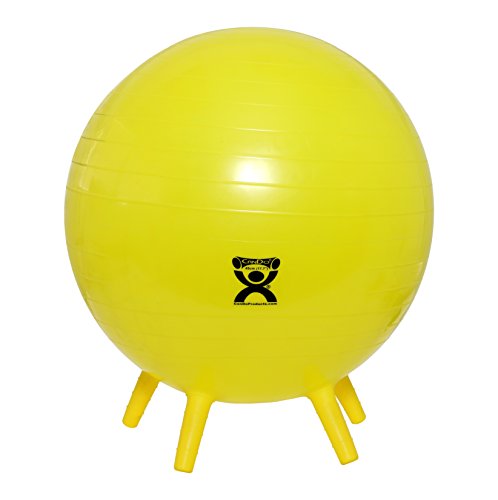 Product Cover CanDo Non-Slip Inflatable Exercise Ball with Stability Feet, Yellow, 17.7