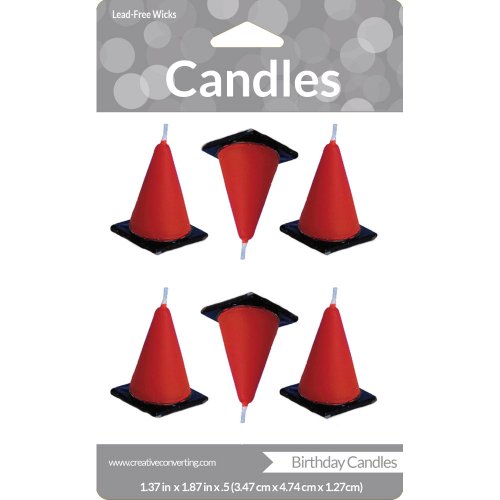 Product Cover Creative Converting 6-Count Molded Candles, Cone-Shaped Under Construction - 105173