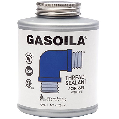 Product Cover Gasoila Soft-Set Pipe Thread Sealant with PTFE Paste, Non Toxic, -100 to 600 Degree F, 1 Pint Brush
