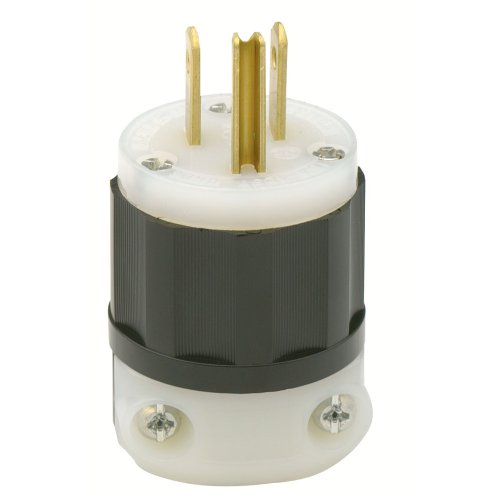 Product Cover Leviton, Black-White 5266-C 15 Amp, 125 Volt, Industrial Grade, Plug, Straight Blade, Grounding, 1 Pack