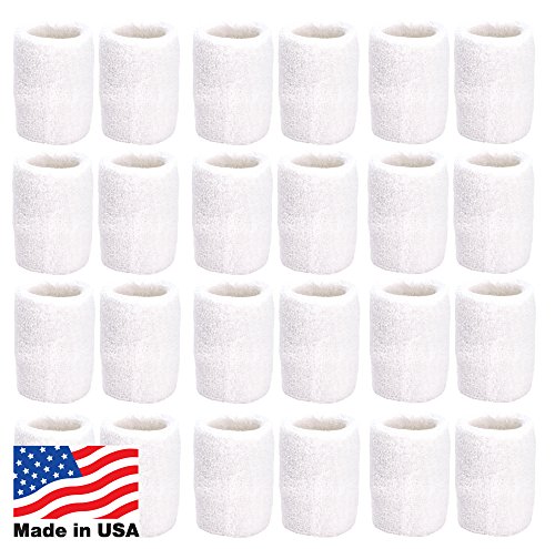 Product Cover Unique Sports Athletic Performance Team Pack of 24 Wristbands (12 pair), White