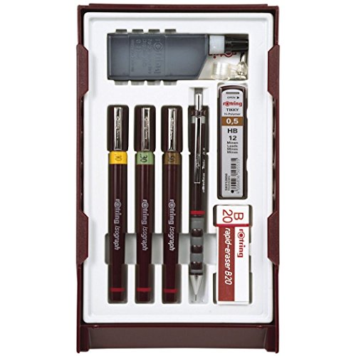 Product Cover rOtring S0699370 Isograph Technical Drawing Pens, Set, 3-Pen College Set (.20-.50 mm)