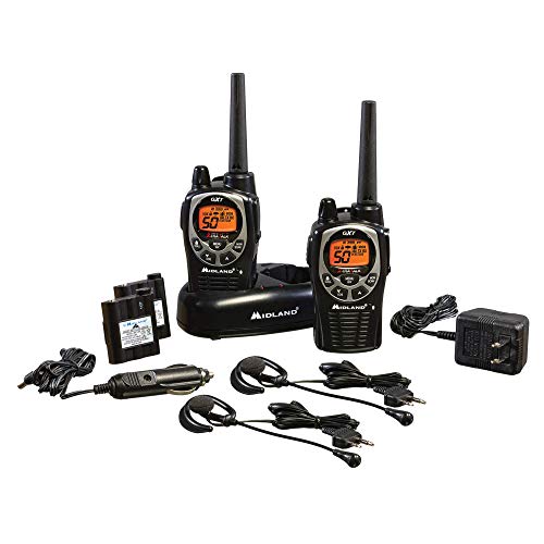 Product Cover Midland - GXT1000VP4, 50 Channel GMRS Two-Way Radio - Up to 36 Mile Range Walkie Talkie, 142 Privacy Codes, Waterproof, NOAA Weather Scan + Alert (Pair Pack) (Black/Silver)