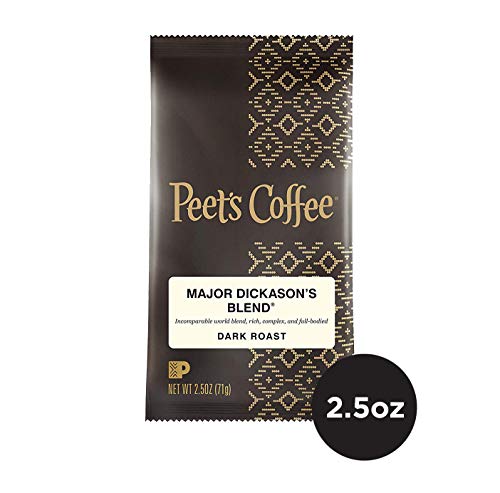 Product Cover Peet's Coffee Major Dickason's Blend Dark Roast Ground Coffee, 2.5 Ounce Portion Packs (Pack of 18)