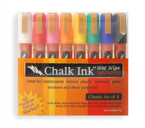Product Cover Chalk Ink 6mmClassic8WW 6mm Classic Wet Wipe Markers, 8-Pack