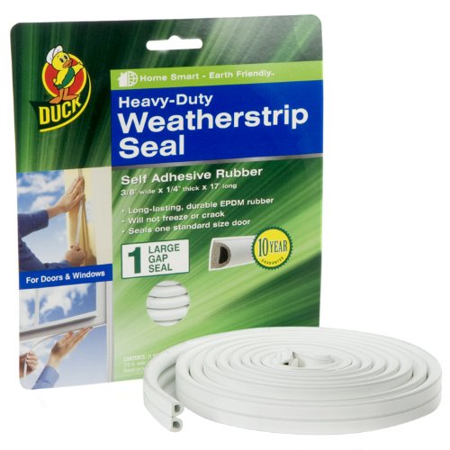 Product Cover Duck Brand Heavy-Duty Self Adhesive Weatherstrip Seal for Large Gap, White, 3/8-Inch x 1/4-Inch x 17-Feet, 1 Seal, 282433
