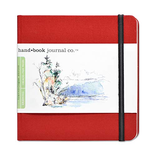 Product Cover Travelogue Drawing Book, Square 5-1/2 x 5-1/2, Vermilion Red Artist Journal