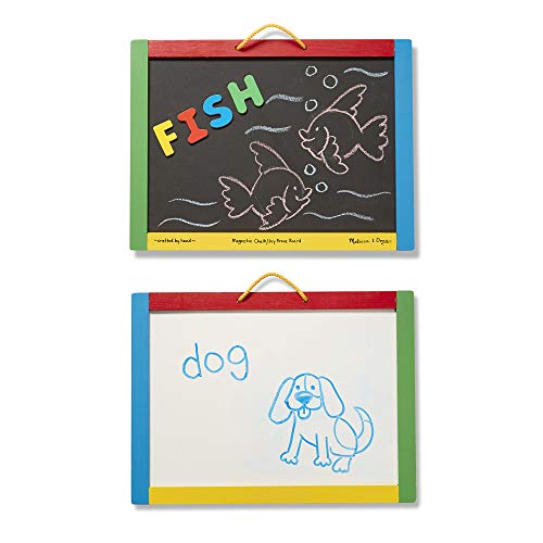 Product Cover Melissa & Doug Magnetic Chalkboard and Dry-Erase Board with 36 Magnets, Chalk, Eraser, and Dry-Erase Pen