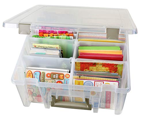 Product Cover ArtBin 6990AB Super Satchel Compartment Box - Clear, Art and Craft Supplies Box with Removable Dividers, Secure Latches, Handles